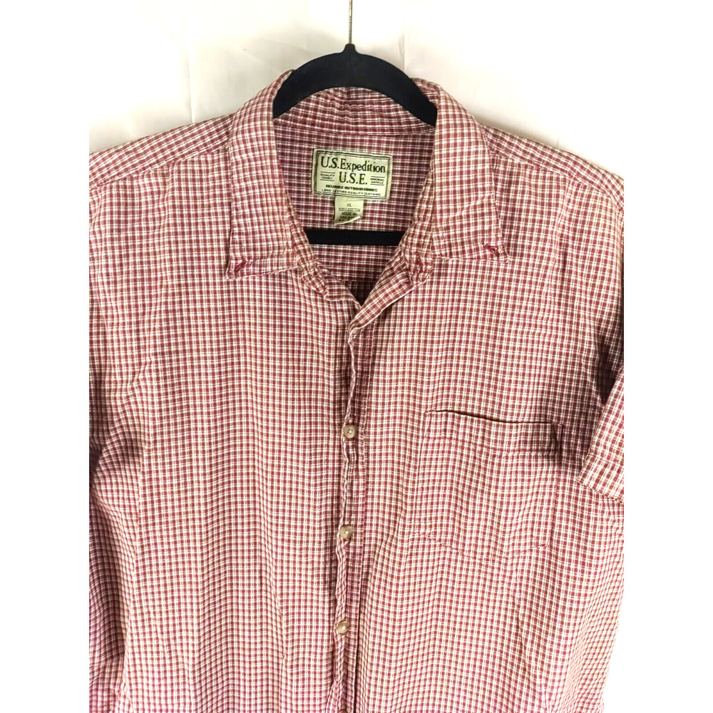 U.S. Expedition U.S.E. Mens Red Plaid Short Sleeve Shirt Size X Large Button Up - Picture 2 of 6